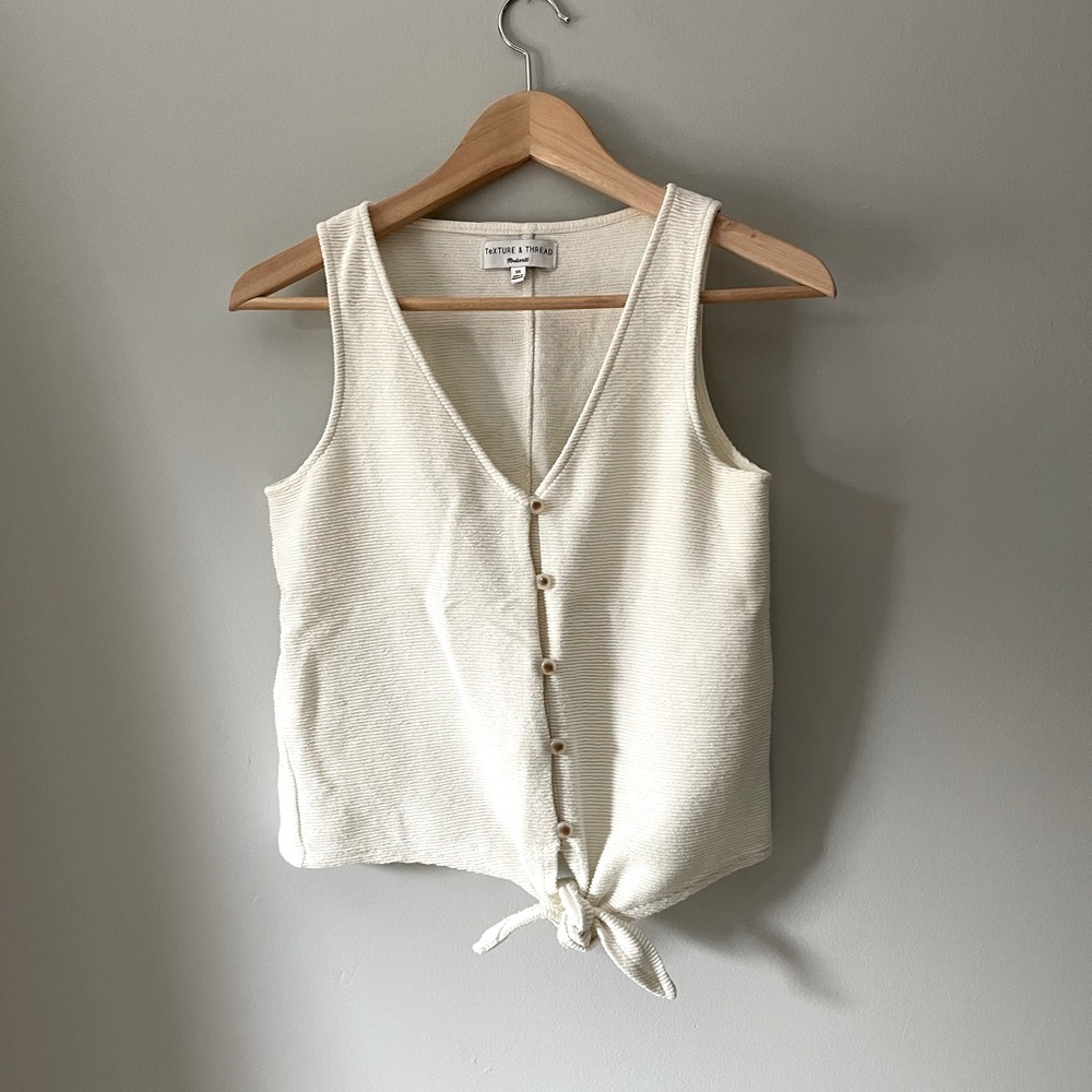 Madewell Texture & Thread “Tie-front tank top” - sz XS cream